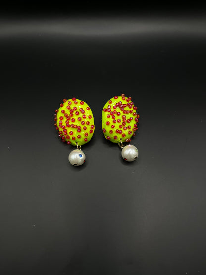 Vibrant Tropical Clay Earrings | Dragon Fruit-Inspired Design